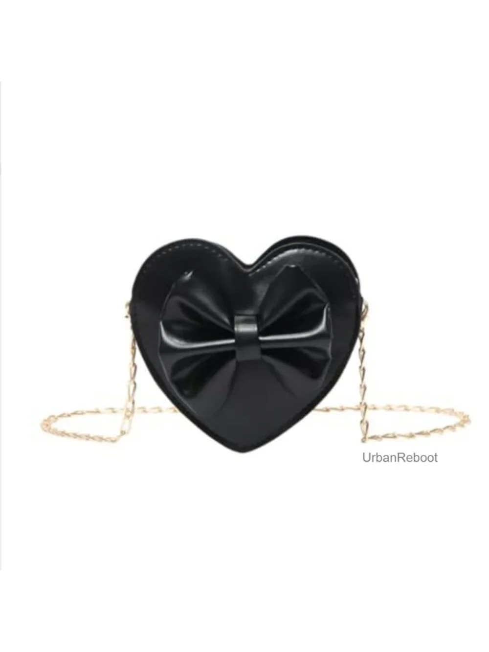 Heart Shaped Crossbody Purse Mini Leather Chain Bow Shoulder Bag